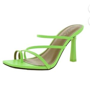 Wild Pair Lime Green Citron Lenore Strappy Heels Sandals.